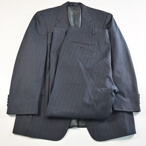 Vtg USA Made Austin Reed 42R 38x30 Blue‎ Striped Wool Mens Jacket Pants Suit